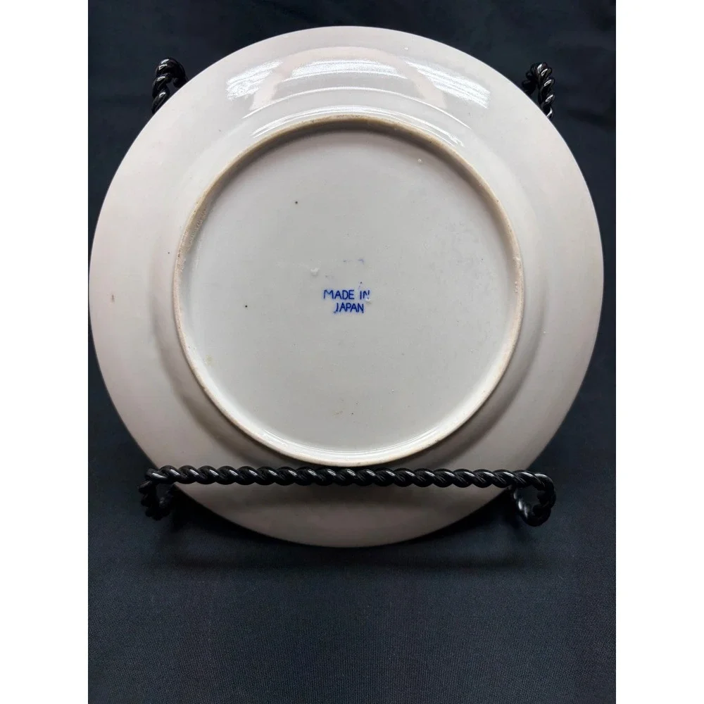 Vintage Blue and White Japanese Porcelain Phoenix Floral Transferware Plate 7